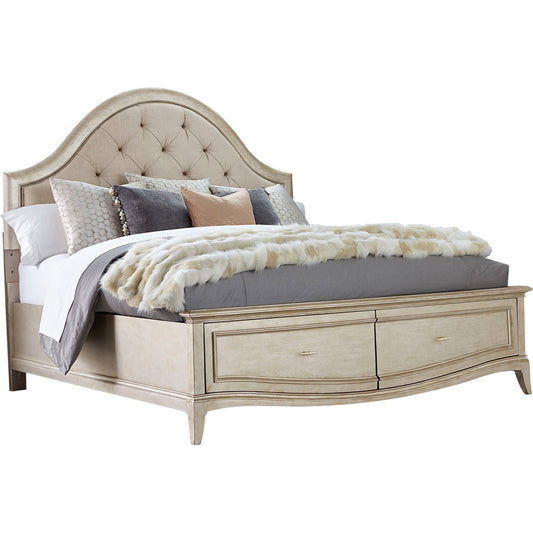 001 SR-882101,SR-882102 | Additional Silo | Starlite Upholstered Panel Bed with Storage by A.R.T. Furniture in silver and peri. Made from parawood solids, primavera veneer, tufted upholstery in a cottage & farmhouse style.