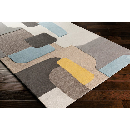 Brooklyn Rug - 26233 by Livabliss in yellow, beige, charcoal, pale blue, light beige. Made from 100% wool in a unique style.