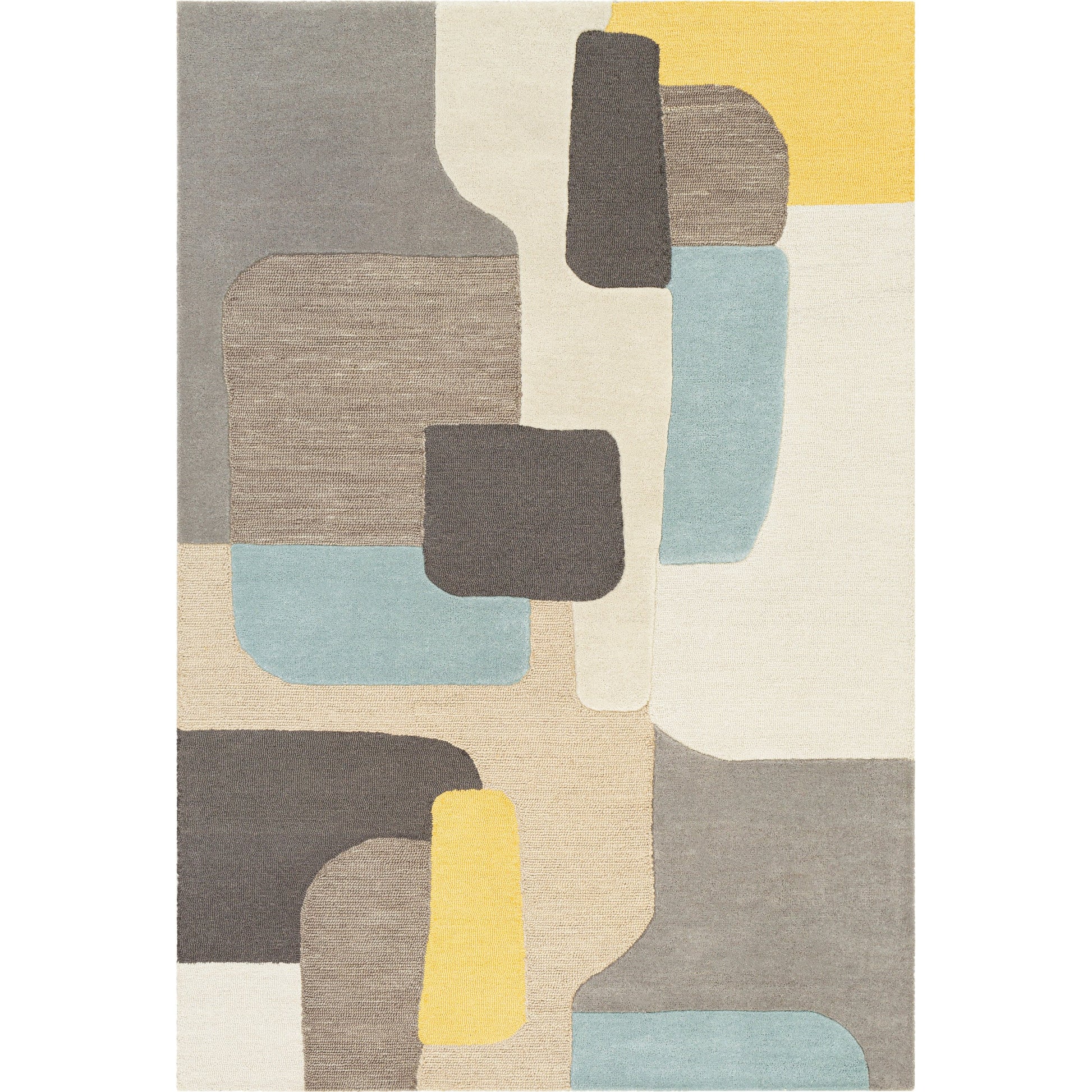 Brooklyn Rug - 26233 by Livabliss in yellow, beige, charcoal, pale blue, light beige. Made from 100% wool in a unique style.