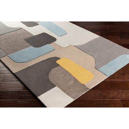 Brooklyn Rug - 26233 by Livabliss in yellow, beige, charcoal, pale blue, light beige. Made from 100% wool in a unique style.