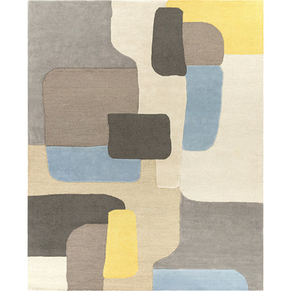 Brooklyn Rug - 26233 by Livabliss in yellow, beige, charcoal, pale blue, light beige. Made from 100% wool in a unique style.