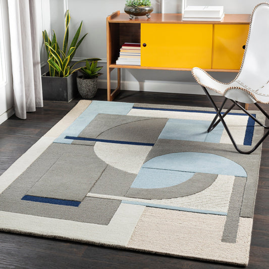 Brooklyn Rug - 26210 by Surya in pale blue, charcoal, beige, light beige, dark blue. Made from 100% wool in a unique style.