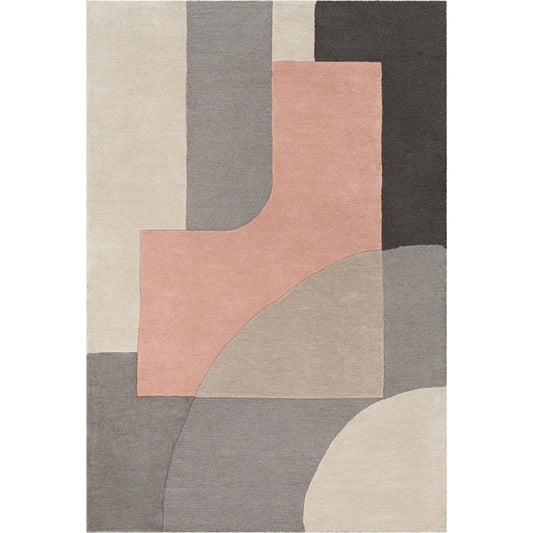 Brooklyn Rug - 26220 by Livabliss in dusty pink, charcoal, beige, medium gray. Made from 100% wool in a unique style.