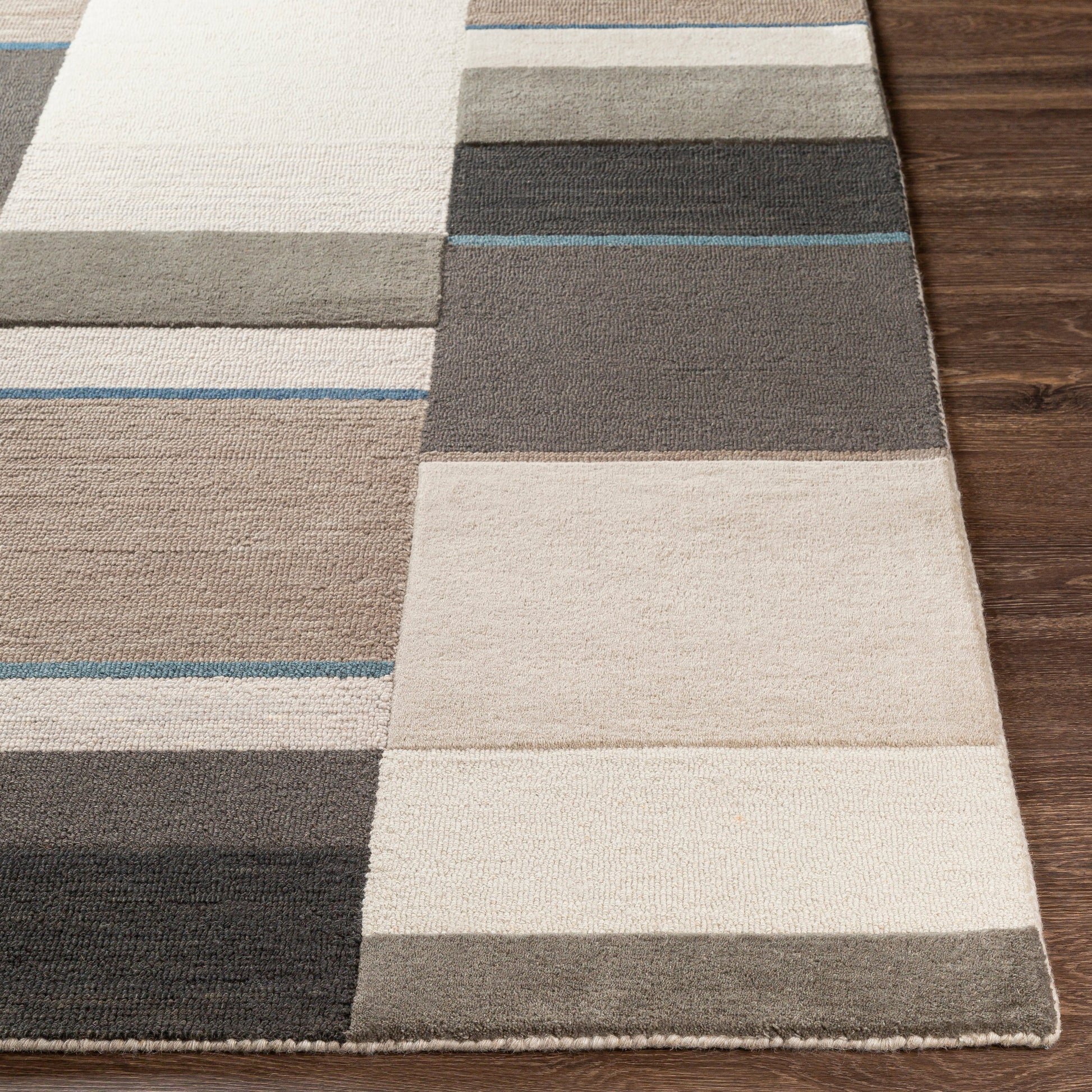 Brooklyn Rug - 26203 by Surya in teal, medium gray, beige, brown, charcoal. Made from 100% wool in a unique style.