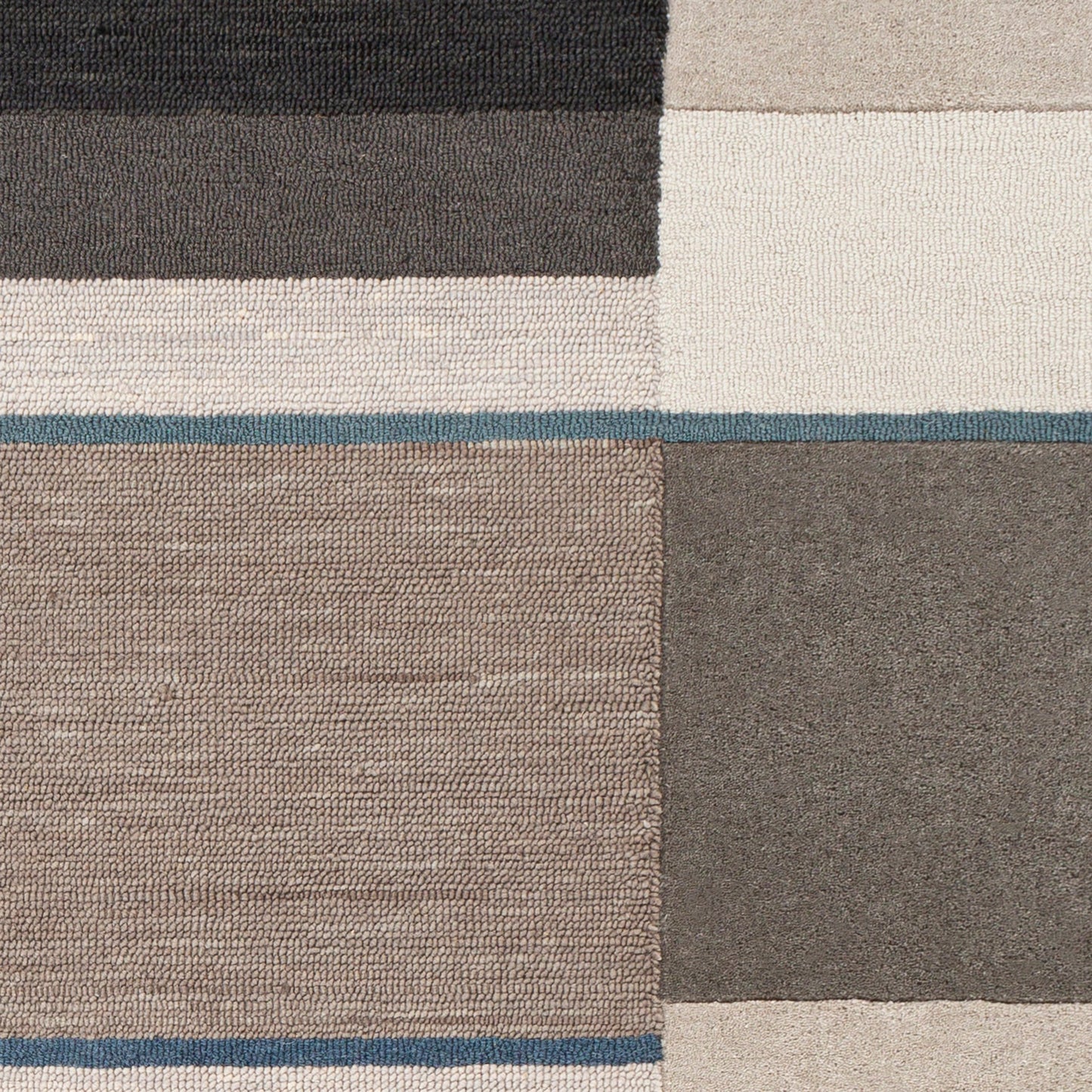 006 SR-879400,SR-879403 | Closeup | Brooklyn Rug - 26203 by Surya in teal, medium gray, beige, brown, charcoal. Made from 100% wool in a unique style.