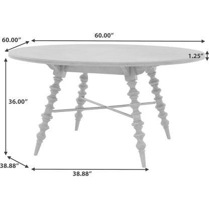 Revival Row Round Table by Pulaski Furniture in chimney smoke. Made from rubberwood in a traditional style.