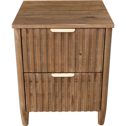 Britanica 2-Drawer Nightstand by LH Imports in brown and brown, brass. Made from fsc reclaimed pine, brass handles in a transitional style.
