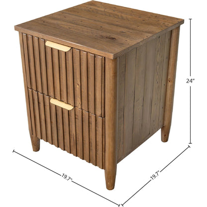 Britanica 2-Drawer Nightstand by LH Imports in brown and brown, brass. Made from fsc reclaimed pine, brass handles in a transitional style.