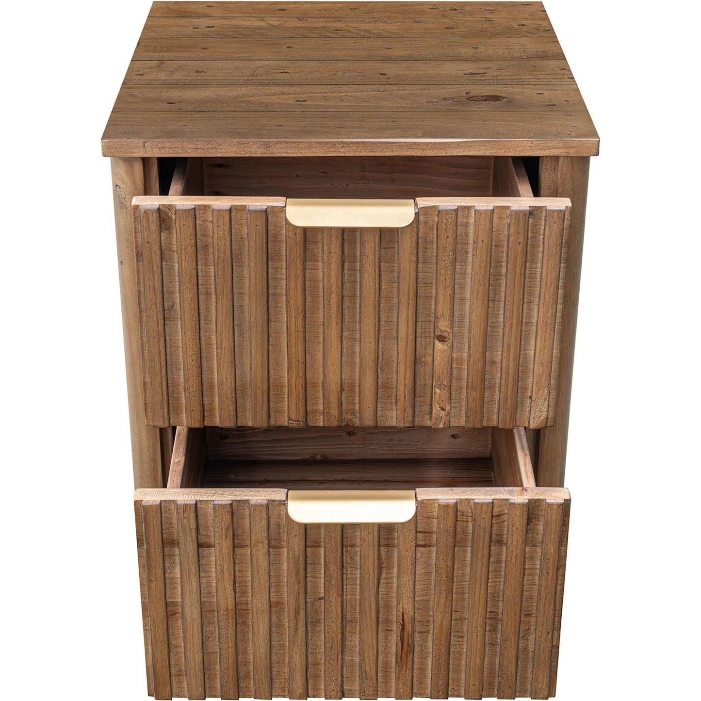 002 SI-2324979 | Additional Silo | Britanica 2-Drawer Nightstand by LH Imports in brown and brown, brass. Made from fsc reclaimed pine, brass handles in a transitional style.