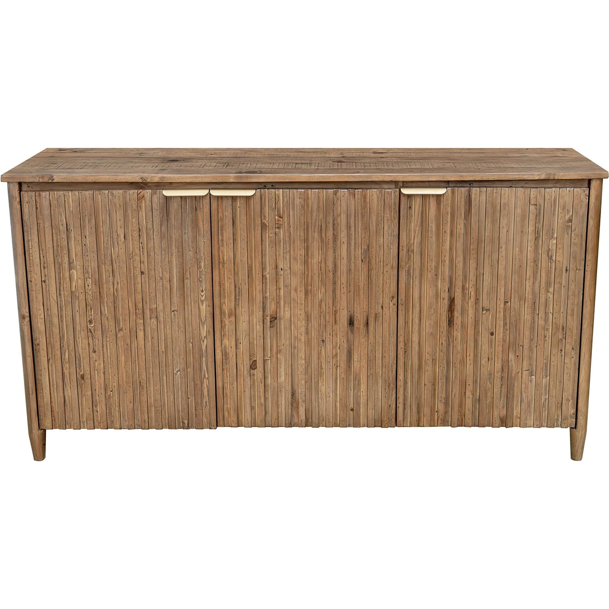 Britanica Sideboard by LH Imports in brown and brown, brass. Made from reclaimed pine, brass in a transitional style.