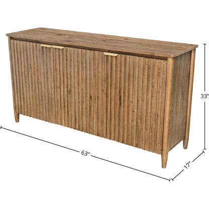 Britanica Sideboard by LH Imports in brown and brown, brass. Made from reclaimed pine, brass in a transitional style.