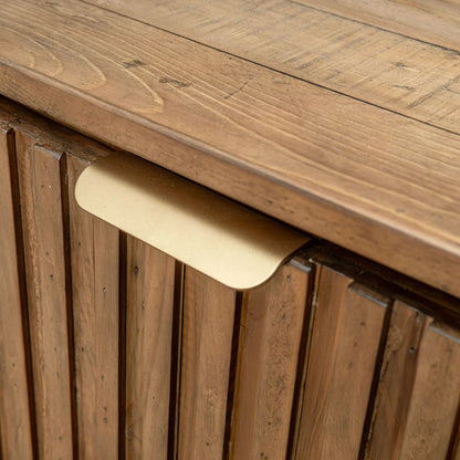 Britanica Sideboard by LH Imports in brown and brown, brass. Made from reclaimed pine, brass in a transitional style.