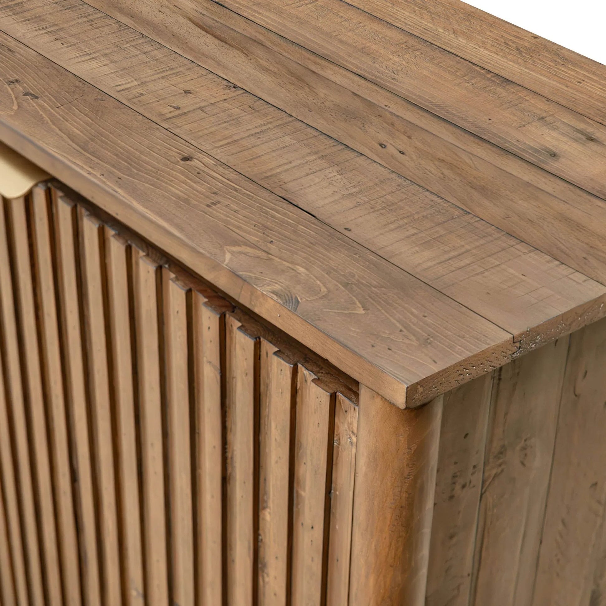 Britanica Sideboard by LH Imports in brown and brown, brass. Made from reclaimed pine, brass in a transitional style.