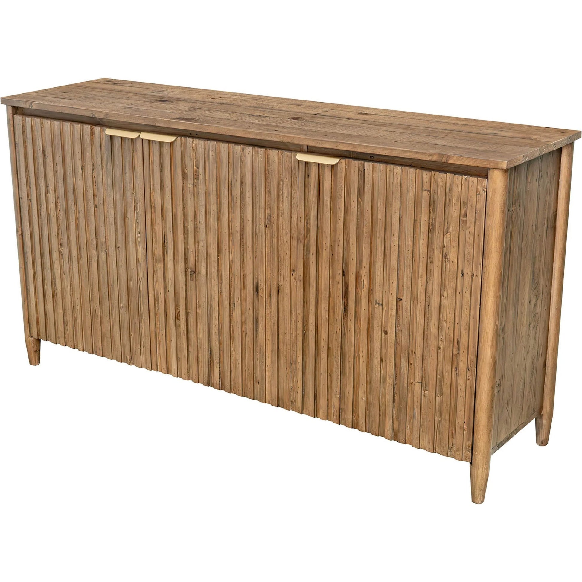 Britanica Sideboard by LH Imports in brown and brown, brass. Made from reclaimed pine, brass in a transitional style.