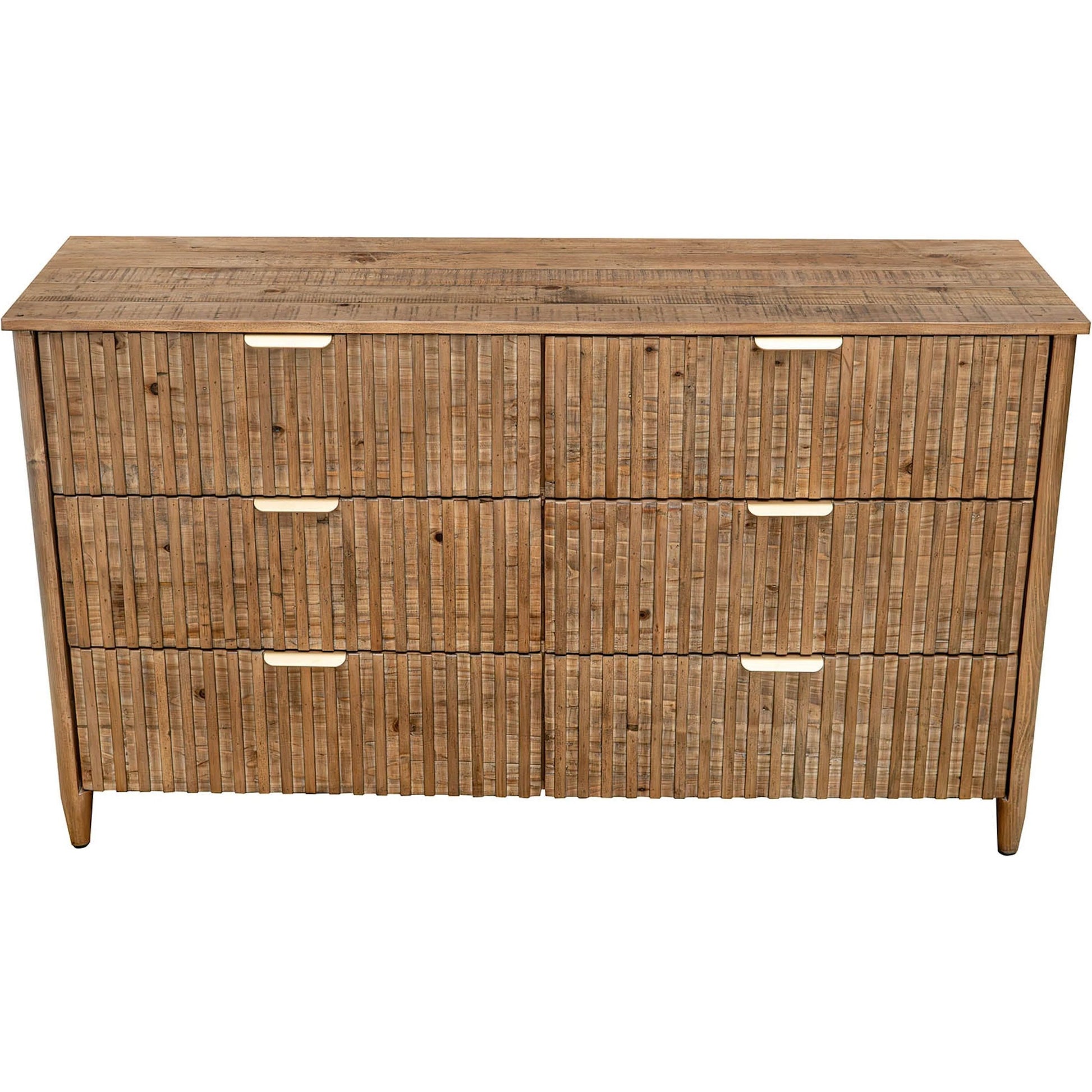 Britanica 6-Drawer Dresser by LH Imports in brown and brown, brass. Made from reclaimed pine, brass in a transitional style.
