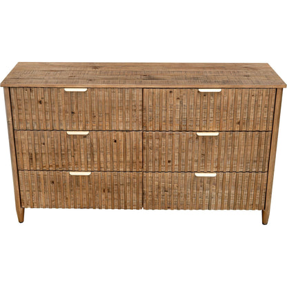 Britanica 6-Drawer Dresser by LH Imports in brown and brown, brass. Made from reclaimed pine, brass in a transitional style.