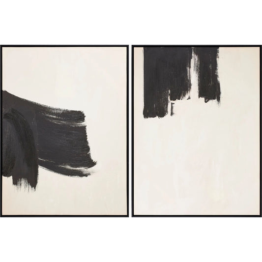Brush Strokes Framed Art (Set of 2) by Livabliss in main: white, black; frame: and hand painted. Made from canvas, polystyrene in a unique style.