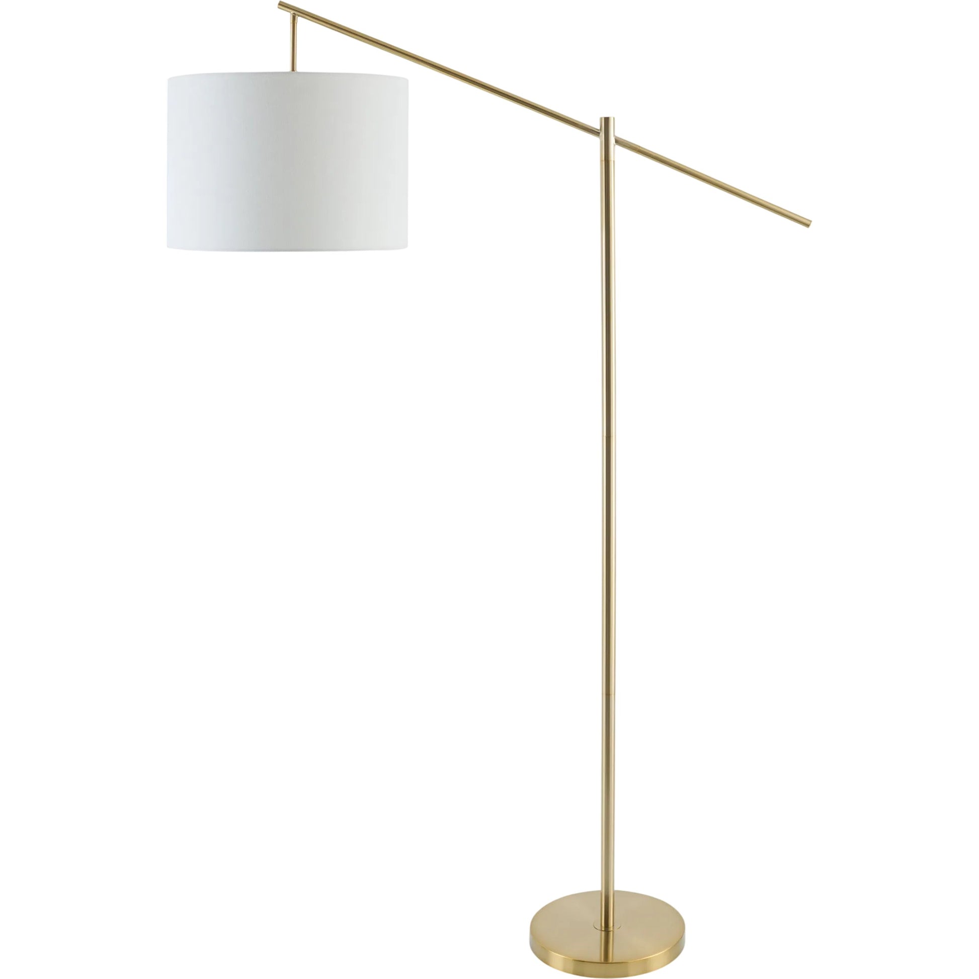Bravina Task Floor Lamp by Livabliss in white, black, gold, translucent and electroplated. Made from iron, linen, plastic in a unique style.