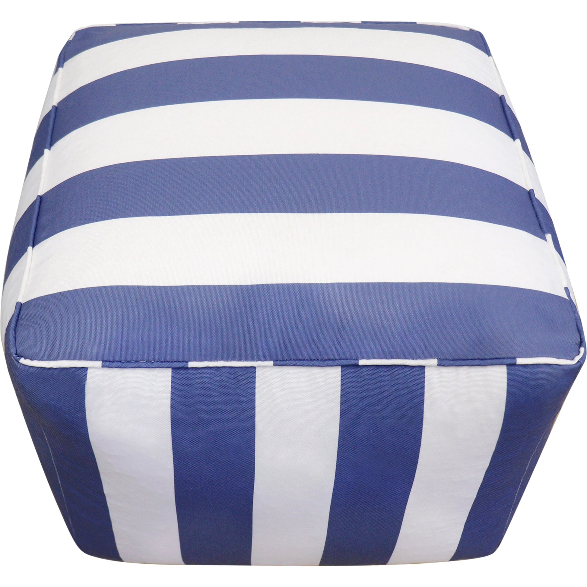 Galaxy Pouf by Pasargad Home in white. Made from polyester in a coastal style.