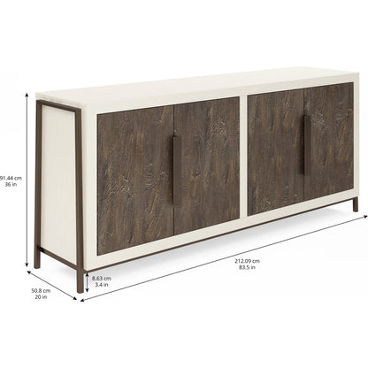 Blanc Credenza by A.R.T. Furniture in alabaster, burnished bronze. Made from parawood solids, resin, metal in a modern style.