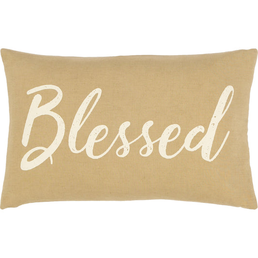 Blessings Pillow - 25683 by Surya. Made from 55% linen, 45% cotton, 100% cotton in a cottage & farmhouse style.