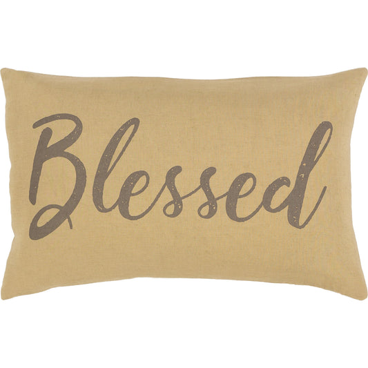 Blessings Pillow - 25683 by Surya. Made from 55% linen, 45% cotton, 100% cotton in a cottage & farmhouse style.