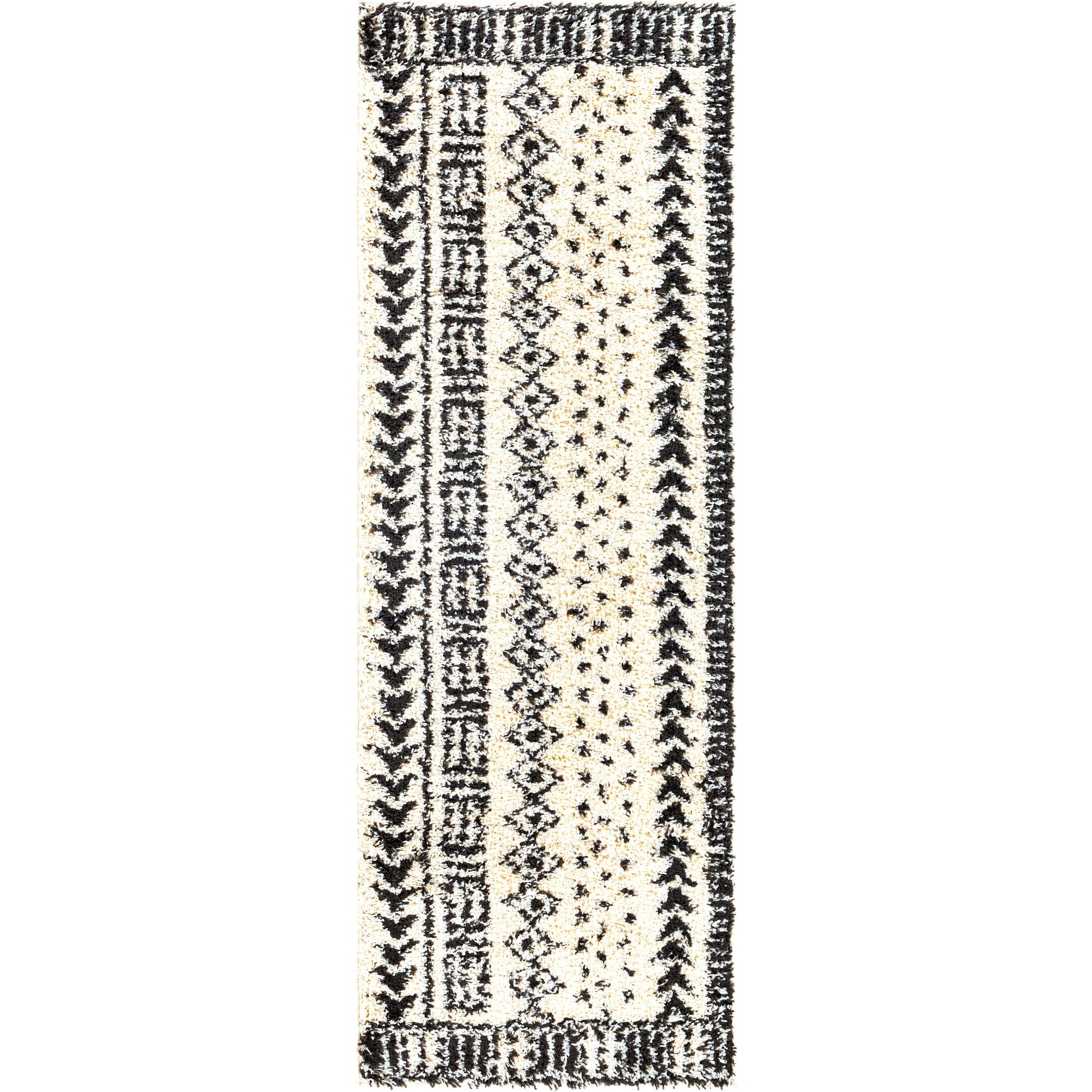 Beni BSH-2305 Shag Rug by Livabliss in black, cream. Made from 100% polypropylene in a traditional style.