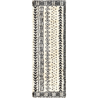 Beni BSH-2305 Shag Rug by Livabliss in black, cream. Made from 100% polypropylene in a traditional style.