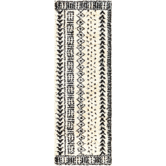 Beni BSH-2305 Shag Rug by Livabliss in cream, black. Made from 100% polypropylene in a traditional style.