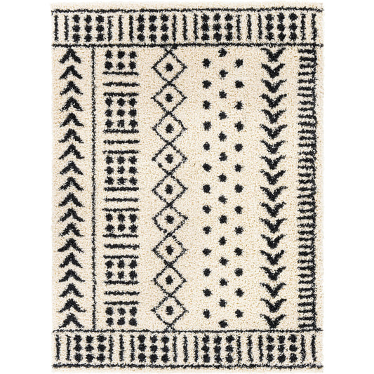 Beni BSH-2305 Shag Rug by Livabliss in cream, black. Made from 100% polypropylene in a traditional style.