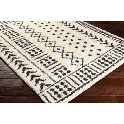 Beni BSH-2305 Shag Rug by Livabliss in black, cream. Made from 100% polypropylene in a traditional style.