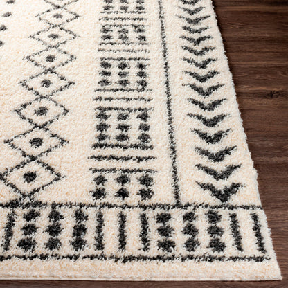 Beni BSH-2305 Shag Rug by Livabliss in black, cream. Made from 100% polypropylene in a traditional style.