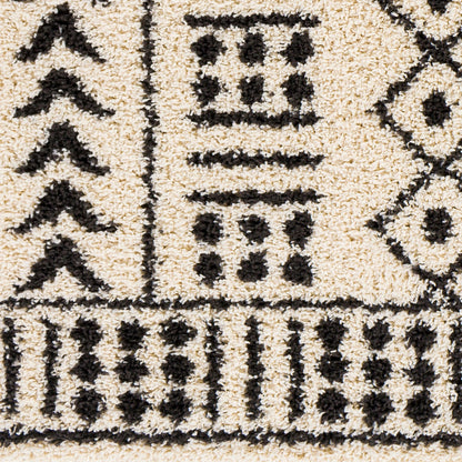 Beni BSH-2305 Shag Rug by Livabliss in black, cream. Made from 100% polypropylene in a traditional style.
