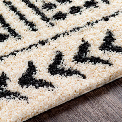 Beni BSH-2305 Shag Rug by Livabliss in black, cream. Made from 100% polypropylene in a traditional style.