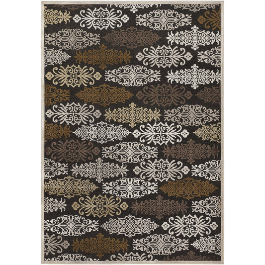 Basilica Rug - 340 by Livabliss in black, brown. Made from 60% viscose, 40% chenille in a unique style.