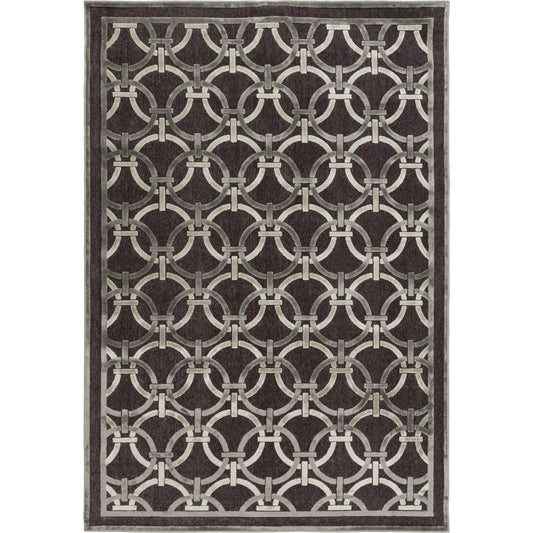 Basilica Rug - 13189 by Livabliss in dark brown, taupe, light beige. Made from 60% viscose, 40% chenille in a unique style.