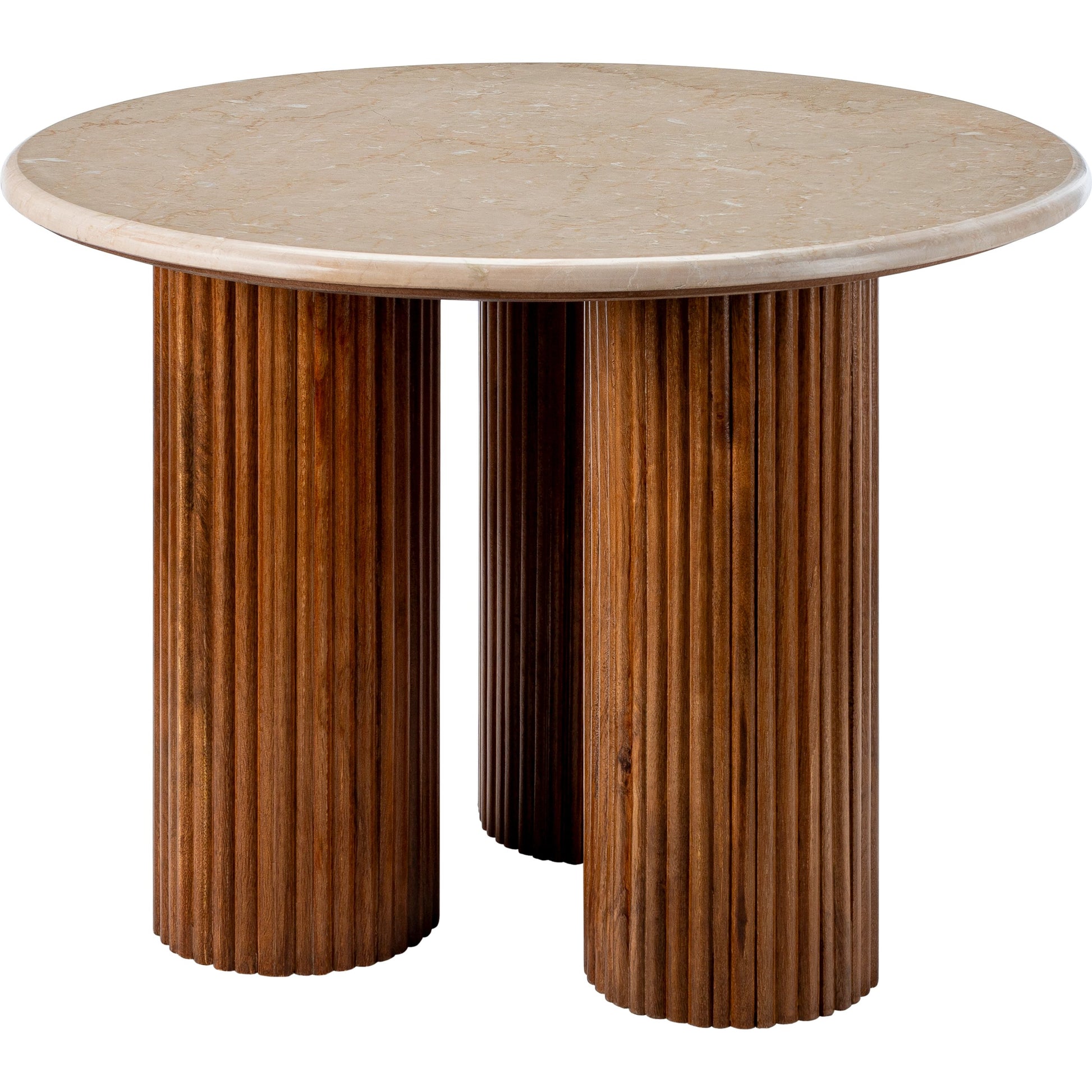 Basilia End Table - 531987 by Surya in ivory, brown. Made from top: marble, base: mango wood in a modern style.