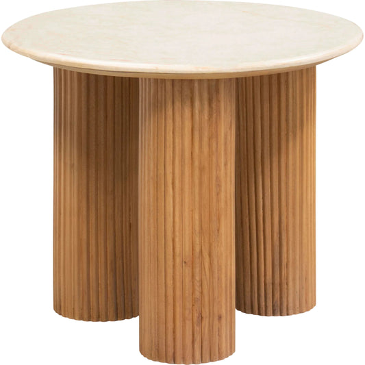 Basilia End Table by Surya in brown, beige. Made from marble, mdf, mango wood in a transitional style.