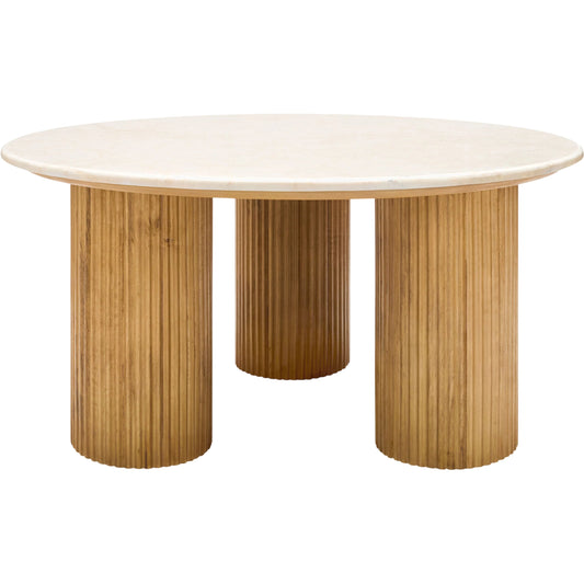 Basilia Large Coffee Table by Surya in ivory, beige and polished, lacquered. Made from marble, mdf, mango wood in a unique style.
