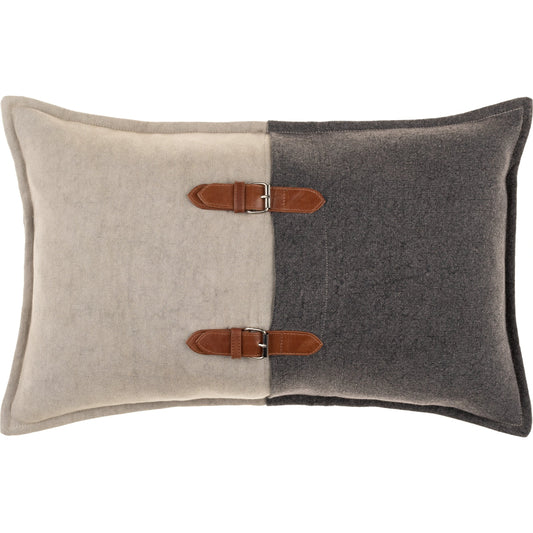 Branson Pillow - 34072 by Surya in medium gray, black. Made from 95% cotton, 5% leather, 100% cotton in a unique style.