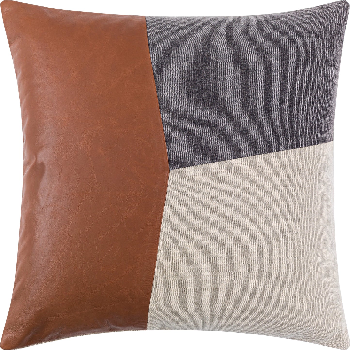 001 SI-1878127,SI-1878128,SI-1878129,SI-1878130 | Primary Silo | Branson Pillow - 30985 by Surya in dark brown, charcoal, tan. Made from 75% cotton, 25% leather, 100% cotton in a unique style.