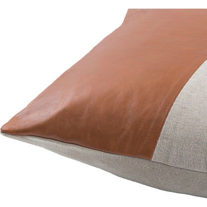 Branson Pillow - 30985 by Surya in dark brown, charcoal, tan. Made from 75% cotton, 25% leather, 100% cotton in a unique style.