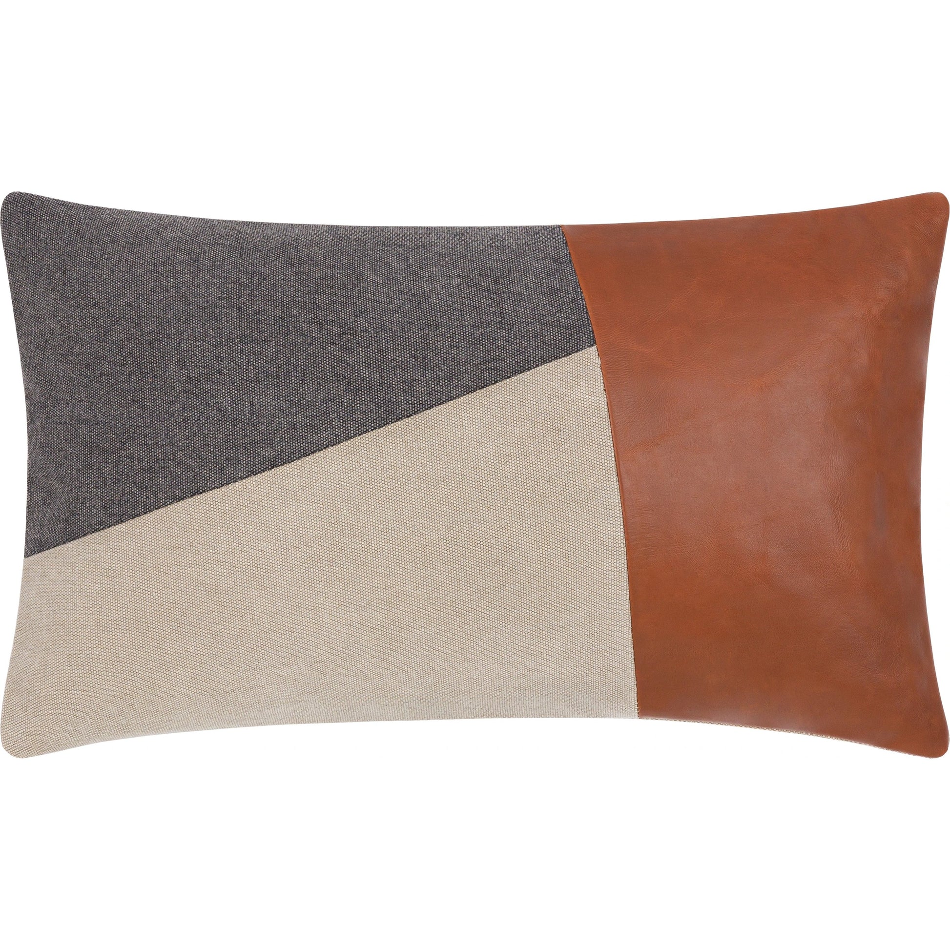 Branson Pillow - 30985 by Surya in dark brown, charcoal, tan. Made from 75% cotton, 25% leather, 100% cotton in a unique style.