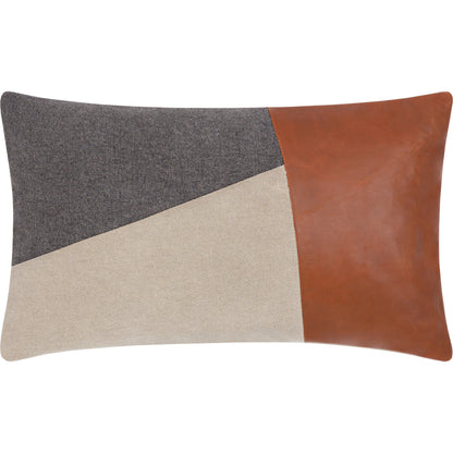 Branson Pillow - 30985 by Surya in dark brown, charcoal, tan. Made from 75% cotton, 25% leather, 100% cotton in a unique style.