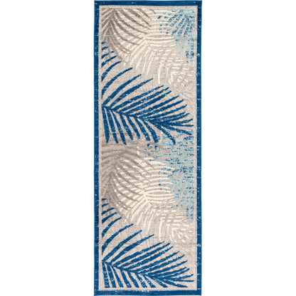 Big Sur Indoor/Outdoor Pillow by Livabliss in teal, light gray, light beige. Made from front: 100% cotton, back: 100% cotton in a traditional style.