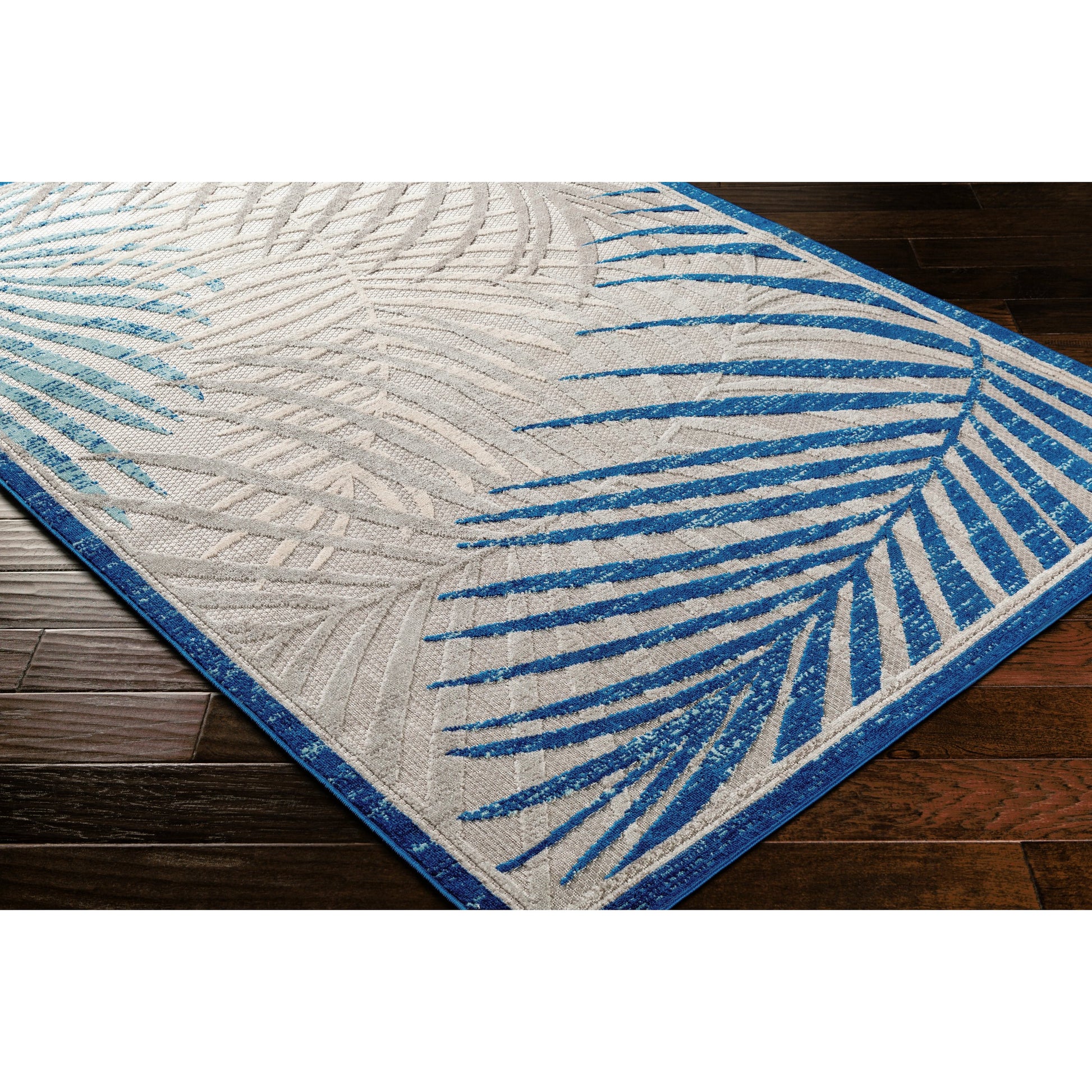 Big Sur Indoor/Outdoor Pillow by Livabliss in teal, light gray, light beige. Made from front: 100% cotton, back: 100% cotton in a traditional style.