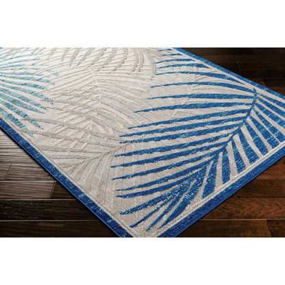 Big Sur Indoor/Outdoor Pillow by Livabliss in teal, light gray, light beige. Made from front: 100% cotton, back: 100% cotton in a traditional style.