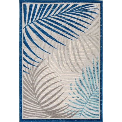 Big Sur Indoor/Outdoor Pillow by Livabliss in teal, light gray, light beige. Made from front: 100% cotton, back: 100% cotton in a traditional style.