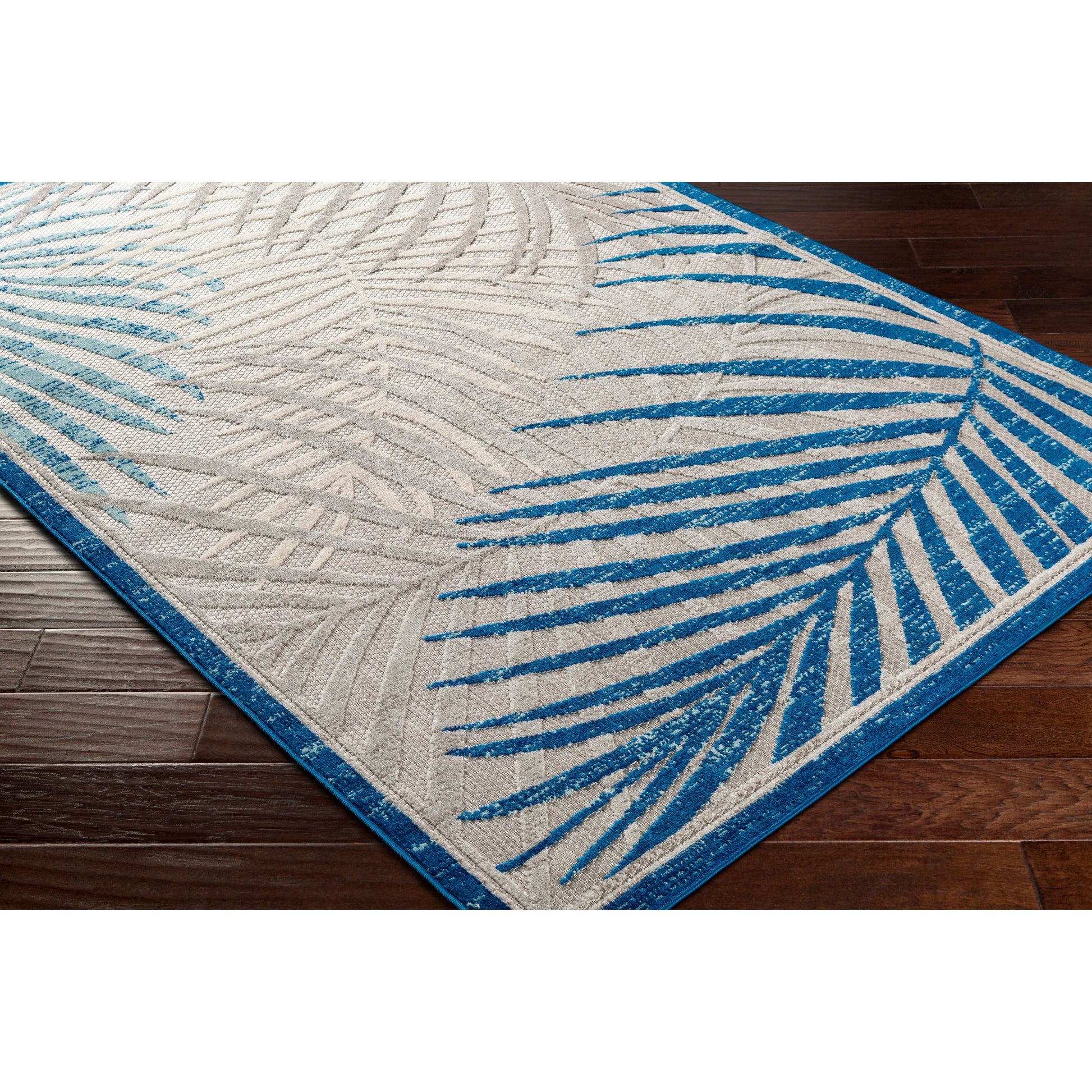 Big Sur Indoor/Outdoor Pillow by Livabliss in teal, light gray, light beige. Made from front: 100% cotton, back: 100% cotton in a traditional style.