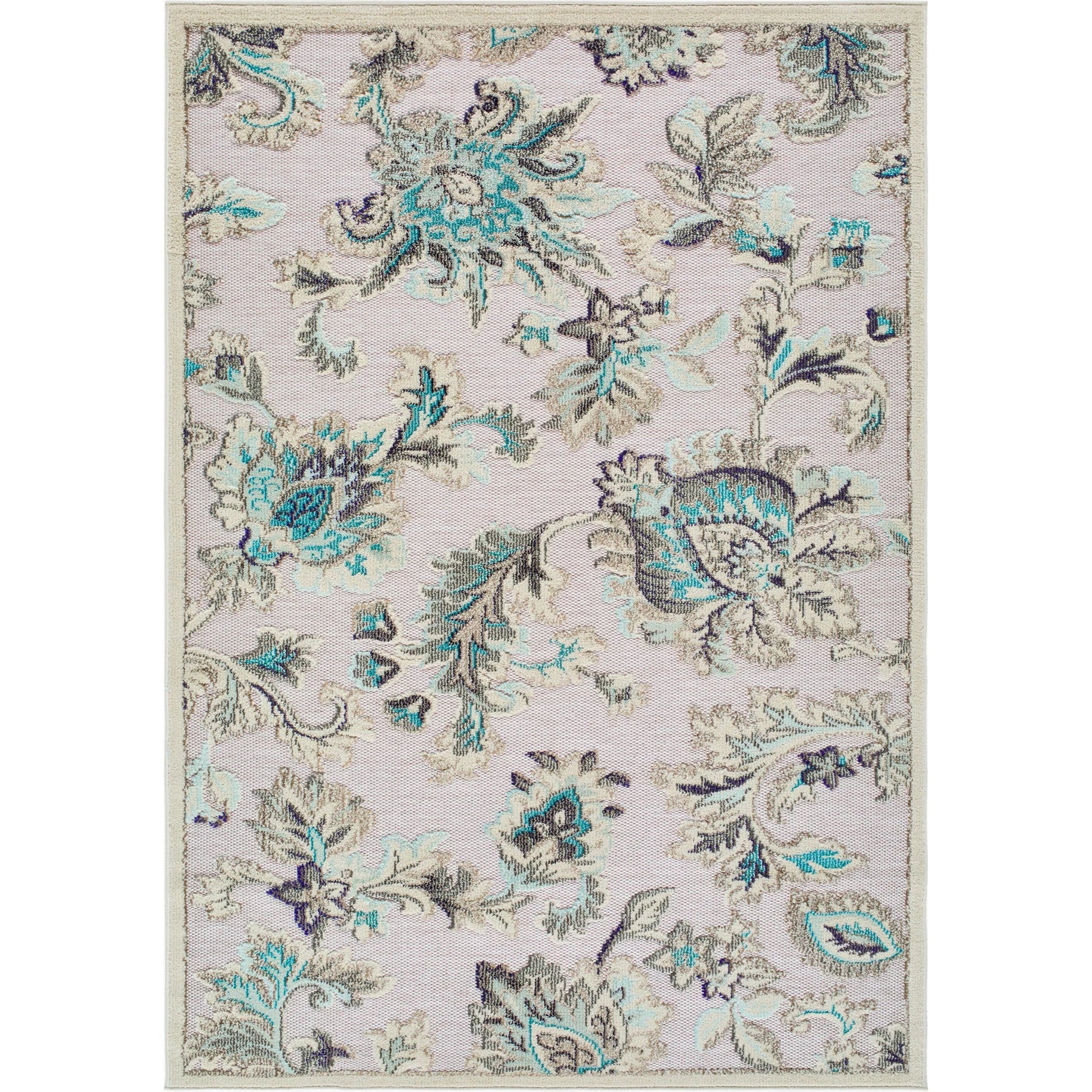 Big Sur BSR-2329 Indoor/Outdoor Rug by Livabliss in tan, cream, light brown, deep teal, aqua, navy. Made from polypropylene in a unique style.
